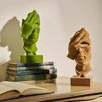 Flocked Resin Statue with Soft Velvety Texture, See No Evil Sculpture Modern Abstract Figurine for Desk, Bookshelf, Coffee Table Centerpiece, Meditation Room (Brown) - color: Nosee-brown