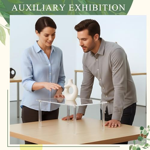 3 Pcs 17, 16, 15 Inch Extra Large Acrylic Risers Display Stands Rectangular 4-leg Acrylic Plant Stand, 6mm Thick Clear Shelf Riser Display Stands for Decor Collectibles Figures and Item Photography - size: 17×11×9 in，16×10×8 in，15×9×7 in