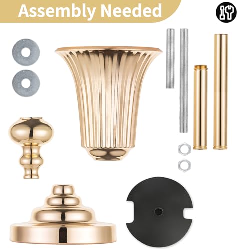 NUPTIO Metal Versatile Trumpet Vase, 26.7'' H x 6.2'' W x 5.7'' D, Gold, Set of 2, Ideal for Wedding, Events, and Home Decor - color: Gold, size: 2 x M