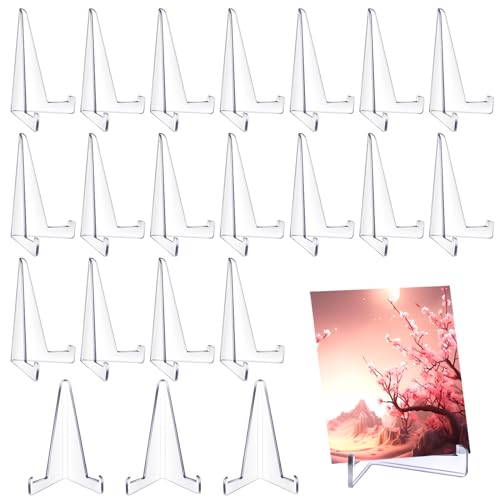 Bucherry 20 Packs Card Display Stand 3.4" Acrylic Easel Stands Mini Picture Coin Display Easel Holder Baseball Sports Card Trading Graded Holder for Challenge Coin Photo Frame Medal Watch (Clear) - color: Clear