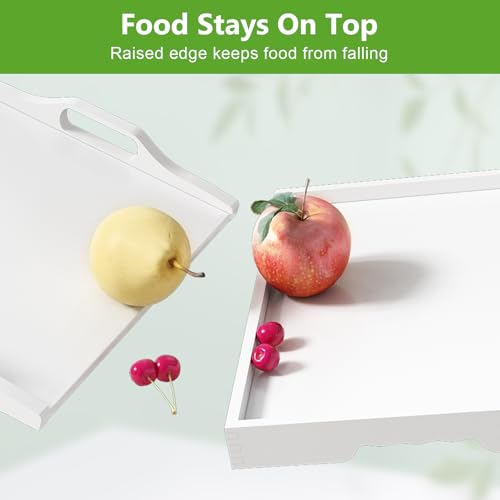 Youpehom Bed Tray Table with Folding Legs,Bamboo Breakfast in Bed for Kitchen Serving Tray,Sofa,Eating,Used As Laptop Desk Snack Tray 2 Pack (White) - color: White-2 Pack, size: Medium