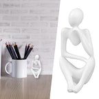 Abstract Thinker Statue | Synthetic Home Accent for Living Room/Office Desk/Bookshelf | Hollow Design Art Sculpture Collectible Present (White Left) - style: White Left