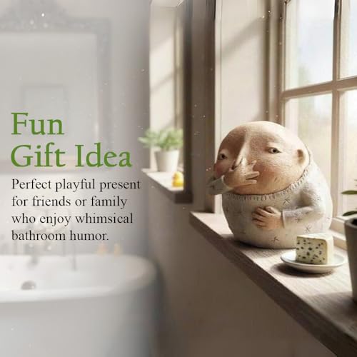 Art & Artifact Boy Holding Nose, Bathroom Statue Funny Boys Decor Shelf Sitters, 5" High - size: 6 Inch x 5 Inch x 5 Inch