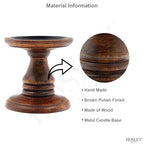 Hosley Set of 2 Brown Wood Pillar Candle Holders 5 Inch High Ideal Gift for Weddings Bridal Party Spa Reiki Meditation Votive LED Pillar Candle Gardens - color: Brown 3