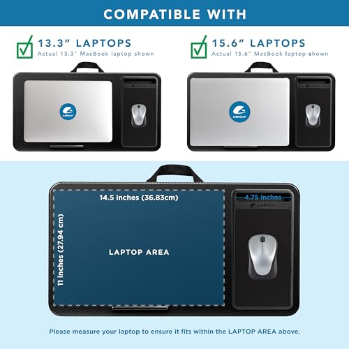 LAPGEAR Home Office Lap Desk with Device Ledge, Mouse Pad, and Phone Holder - Black Carbon - Fits up to 15.6 Inch Laptops - Style No. 91588 - color: Black Carbon, size: Home Office