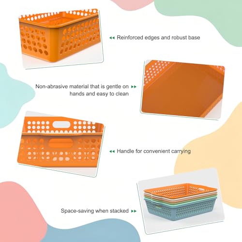QRRICA 6 Pack Plastic Classroom Storage Baskets, Paper Trays for Classroom Organization & Turn in Trays for Teachers, Students, Desk Organizer Bin 13.8x10.6x3.1 Inch (Morandi) - color: Morandi