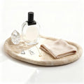 Natural Travertine Tray, Special-Shaped Jewelry Tray, Marble Ring Dish for BathroomCountertop, Nightstand,Dressing Table, Bedside Table, Home Decor, Beige(Middle)(NS025) - size: 9.1" x 6.3" x 0.6"