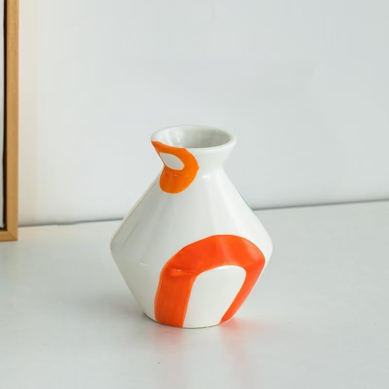 Modern Decorative Abstract Pattern Ceramic Vase, Contemporary Art Home Decor，6 Styles to Choose from (Style A) - size: Style A