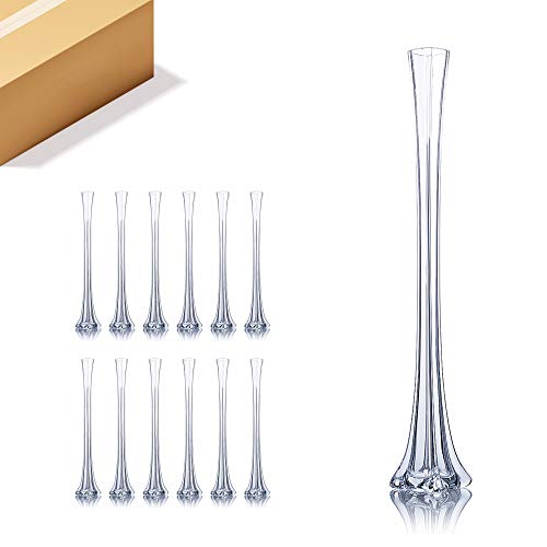 WGV Eiffel Tower Vase Bulk, Open 1.5", Height 24", (Multiple Sizes Choices) Clear Glass Floral Container with Sturdy Base, Flower Centerpiece for Wedding Event Home Decor, Arts Crafts, 12 Pieces - color: Clear (1 Case), size: 24"H
