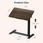 Medical Adjustable Overbed Bedside Table with Casters 90° Tilting Desktop, Pneumatic Mobile Laptop Computer Standing Desk Cart with Tray, Hospital Table(31.5" W x 17.7" D, Mahogany) - color: Mahogany, size: 3218