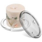 HOMSFOU Clear Glass Pillar Candle Holder Plates, 5.11 Inch Round Crystal Tray - Glass Plate for Aromatherapy Candles, Home Decor, Wedding Banquet, 2 Pack