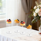 4 Pack Round Acrylic Display Stands, 5.5-5.9-6.5-7in Small Clear Acrylic Display Risers, Plastic Clear Pedestal Set for Gem Jewelry Display, Cupcake Party Table Decor