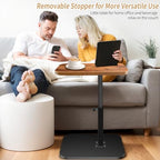 Small End Table Adjustable Height, 90° Flip-Over Panel Side Table for Small Spaces 360° Swivel TV Tray Couch Tables That Slide Under, Food Snack Trays for Sofa Bed Living Room - style: Adjustable