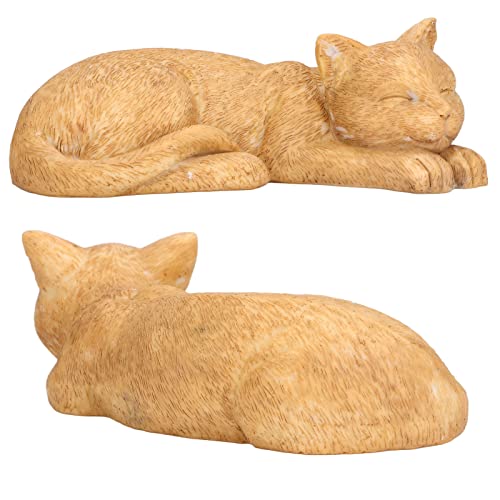Hapivida Cat Garden Statue for Yard, Garden Memorial Stone Sleeping Cat Statue Decor Outdoor Resin Realistics Sculptures Decoration Gift - size: Yellow Cat