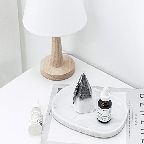 JIMEI Marble Vanity Tray 7‘’ Decorative Tray Oval Storage Organizer Mini Bathroom Kitchen Dresser Jewelry Dish Ring Holder for Counter, Vanity, Dresser, nightstand or Desk