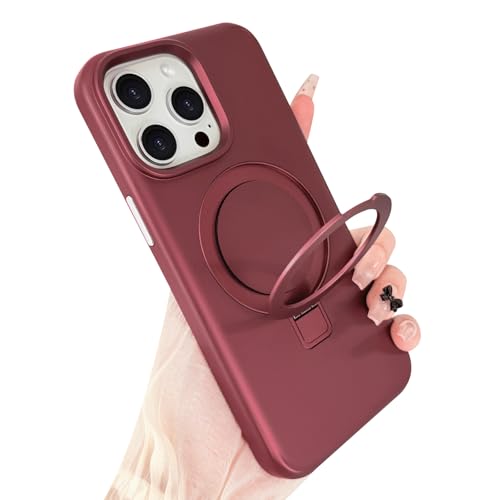 ankofave for iPhone 14 Pro Max Case with Magnetic Invisible Stand, Matte Luxury Metallic Luster, 3.0 mm Thick Protection Hard PC Scratch-Resistant Phone Case for iPhone 14 Pro Max 6.7", Wine Red - color: Wine Red, size: iPhone 14 Pro Max