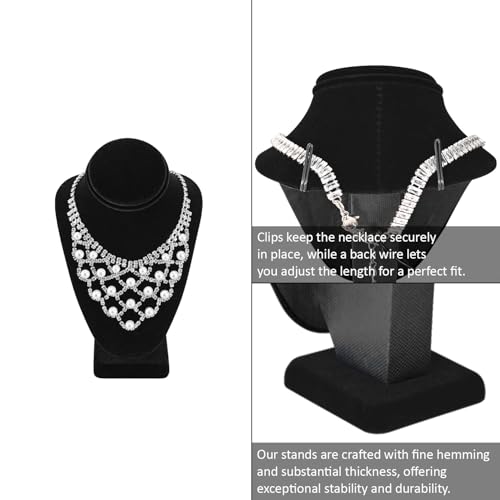 MOOCA Jewelry Display Set, Necklace Display Bust, Earring Organizer, Ring Holder Stand for Showcase and Store, Premium Fabric - color: 4) 9 piece. Black Velvet