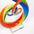 Luxury Lane Hand Blown Treble Sommerso Art Glass Sculpture for Home Decor Rainbow 14 inch Tall Centerpiece Table Decoration - size: 14" tall