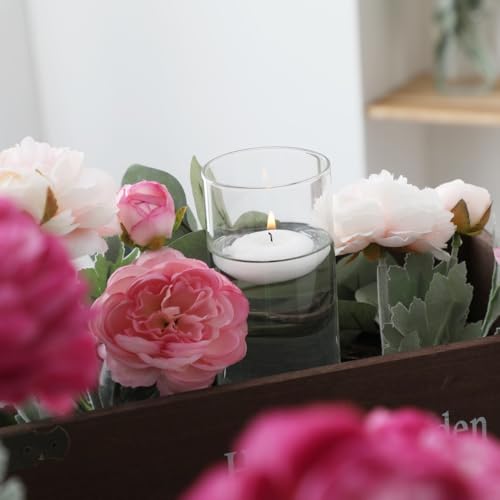 Set of 16 Pcs Glass Cylinder Vases for Centerpieces with 24 Pcs White Floating Candles for Centerpieces Glass Candle Holder for Table Shelf Wedding Party Home Decor (4"+6"+8"+10") - size: 16 SET