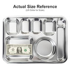 Korean Stainless Steel Divided Plates with Cutlery Slot for Adults, Premium 304, Electro-Polished, No Black Residue, BPA-Free, XL 8-Compartment Food Tray, Camping, Set of 2 - size: 8 Compartments