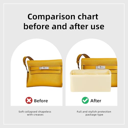 DGAZ Silk Purse Organizer Insert Fits Hermes Kelly Messenger Bags，Silky Smooth Bag Organizer，Luxury Handbag & Tote Shaper(Kelly Messenger MM,Jaune Poussin) - color: Jaune Poussin, size: Kelly Messenger MM