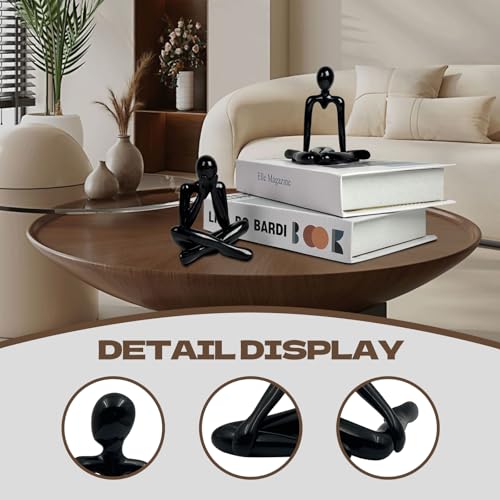4PCS Thinker Style Abstract Black Statue, Modern Simple ABS Abstract Sculpture Decor, for Home Living Room, Restaurant, Office, Bookshelf Decoration, Gifts - color: Black