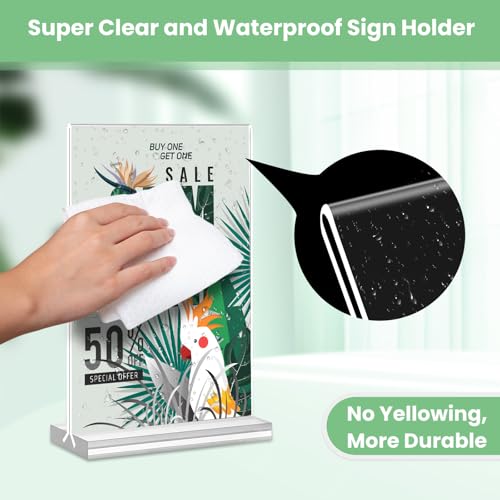 Acrylic Sign Holder 4x6, 21 Pack Clear Table Menu Vertical Double Sided Display, Plastic Menu Stand Paper Holder Suitable for Restaurants Office Store Show Fair - color: Vertical 21 Pack 4x6