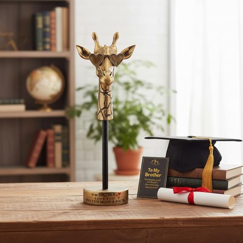 Brother Gifts from Sister Brothers, Positive Birthday Gift for Men Friends, I Love You Giraffe Bookshelf Decoration, Fathers Day Handmade Emotional Home Elegant Tableto Decor for Brother - style: TO MY BROTHER