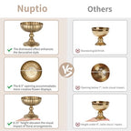 NUPTIO Gold Compote Vase for Centerpiece: 7.95" Tall Pedestal Footed Bowl for Flowers - Distressed Brass Urn for Wedding Table Decorative Set of 2 - size: 8.15"H - 2pcs