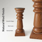 Wood Pillar Candle Holders 14 Inch Tall, Handmade Antique Brown Farmhouse Candle Holders for Pillar Candles, Natural Decorative Candlestick Holders, Rustic Candle Holder for Table Centerpiece