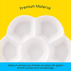 MEEDEN 7-Well Studio Porcelain Paint Palette Tray,Artist Mixing Colour Tray by 4-3/4 Inches for Watercolor Gouache Painting,Round,White
