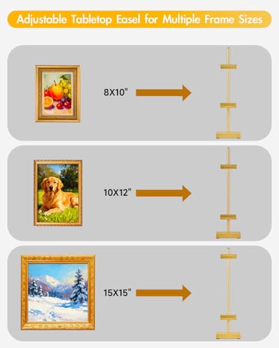 Rofio Adjustable Tabletop Easel Stand, picture easel stand up to 17” H, Metal Picture Frame Holder for Artwork, Photo, Signs & Certificates (Gold) - color: Gold