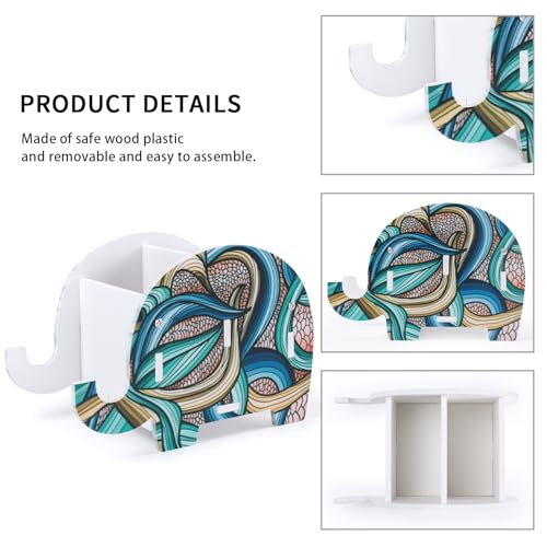MOKANI Pen Pencil Holder for Desk Cute Elephant Gifts Desk Organizer Marker Makeup Brush Holders Workspace Organizers Office Decor Accessories with Phone Stand Christmas Gifts For Women Men Adults - color: A: Indian Elephant