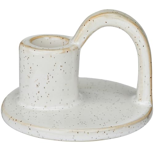 Ceramic Taper Candle Holders with Handle (Set of 2) – Tall Candlestick Holders for Table Decor Centerpieces, Rustic Home Décor, and Dinner Table Styling Vanilla - color: Vanilla