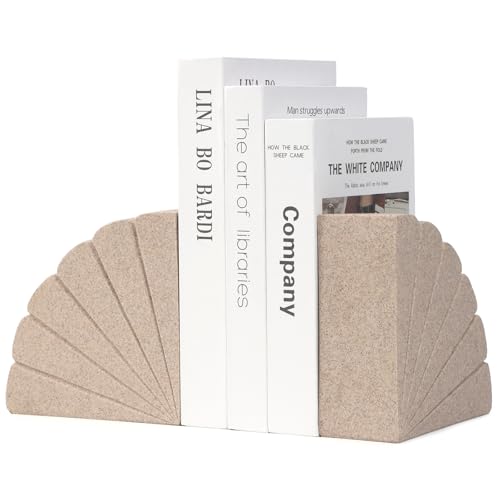 Decorative Bookends for Heavy Books – Stylish Heavy Duty Book Ends for Shelves,Resin Decor,Ideal for Any Bookshelf,Aesthetic Book Holder/Stopper for Chic Home, Office, or Library Decor-Sandstone - style: 807 (Sandstone )