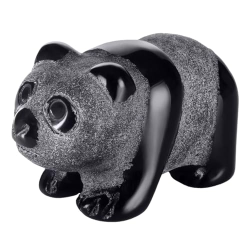 2" Obsidian Panda Figurine for Harmony& Resilient Gentleness,Panda Bear for Quiet Power of Nature,Panda Decor for Homes&Offices