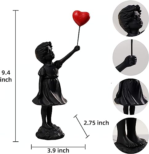 Flying Balloon Girl Statue,Resin Figure Sculpture Crafts Ornament Modern Art Sculptures for Home Decor,Anti-war Theme - style: Modern-1balloon