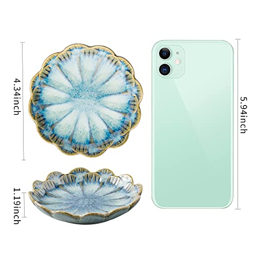 BEUNAIZER Jewelry Dish Tray, Ring Dish, Ceramic Trinket Tray, Key Bowl, Decorative Plate, for Friends Sisters Daughter Mother (retro blue) - color: Retro Blue