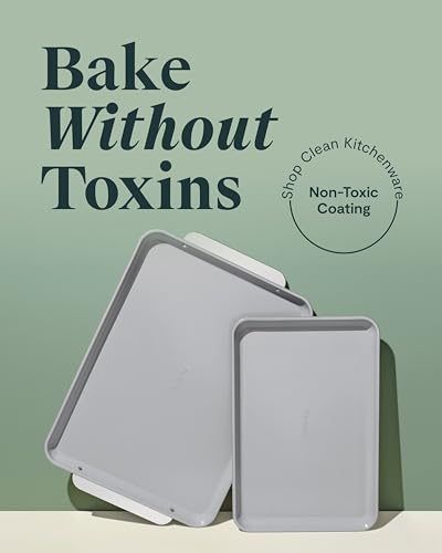 Caraway Non-Stick Ceramic Baking Sheet Duo - Naturally Slick Ceramic Coating - Non-Toxic, PTFE & PFOA Free - 18 x 13" Large & 15 x 10" Medium - Black - color: Black, size: Baking Sheet Duo