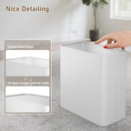 Small Bathroom Trash Can 2.4 Gallon Wastebasket Slim Metal Garbage Can Stainless Steel Trash Bin for Bedroom,Office,Kitchen,Toilet, rv, Near Desk, Under Sink (White) - color: White