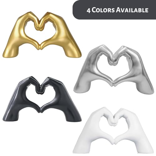Heart Hands Sculpture Gift, Silver Love Sign Decor, Fingers Gesture Statue, Heart Shape Figurine, Gray Friendship Bracelet Holder (Silver) - color: Silver