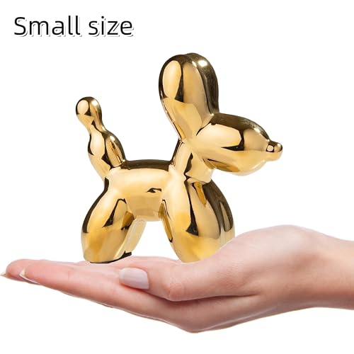 Small Balloon Dog Statue Decor, Modern Ceramic Animal Statues Decorative Ornaments for Living Room Bedroom Bookshelf Coffe Table and Office Display (Gold) - color: Gold
