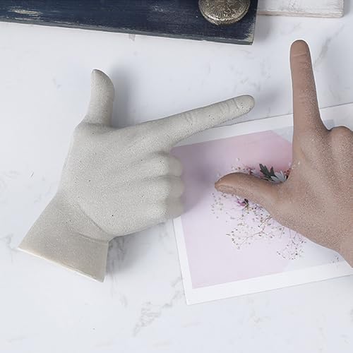 Rayberro Ceramic Hand Gesture Sculpture Creative Hand Statue Home Decor Hand Gesture Figurine Decors for Living Room Bedroom Office Bookshelf Coffee Tabletop Ornaments Decorations Gift (Sandy) - color: Sandy
