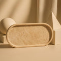 Natural Travertine Oval Bathroom Vanity Tray – 12”x6” Stone Tray for Countertop, Perfume & Jewelry Display | Solid 2cm Thick, Authentic Turkish Travertine - color: Travertine