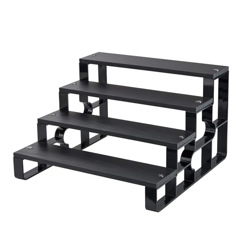 4 Tier Perfume Organizer for Dresser,Black Wood Cologne Stand for Men,Mens Shelf Decor for Bedroom,Perfume Holder for Bathroom,Risers Display Stands for Makeup,Party,Figures,Cupcake(Width=11.2") - color: Black, size: 4 Tiers-width=11.2"