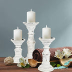 Candle Holder Stand Wooden, Pillar Candle Holders, Unity Candle Holders, Rounded Turned Colums, Country Style Ideal for Gift, Wedding, Christmas, Party, Spa - 10,8,6 Inch- Set of 3 - Antique White - color: Antique White, size: 10,8,6 Inch Set of 3 - Mid C