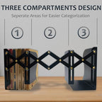 Metal Bookends, Book Ends for Heavy Books, Adjustable Book Holder for Shelves, Book Stopper for Home/School/Office, Extends up to 19 inches, Black - color: Black-new