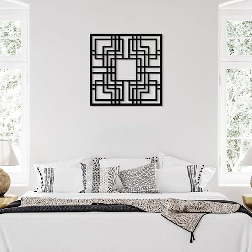 GlintHome Black Metal Wall Art - Minimalist 3D Textured Abstract Sculptures Wall Art for Office Living Room Garden Bedroom Bathroom Home Decor - color: Black-004, size: Small