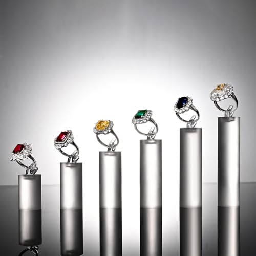 Oirlv Acrylic Jewelry Display Stand Ring Showcase Display Holder 7 PCS Rings Stand (White Frosted) - color: Transparent Frosted