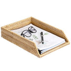 BTSKY Rattan Letter Tray for A4 File Desk Mail Letter Letter-Size Paper, Basket Woven Organizer, Office Document Organizer and Storage, Desk File Organizer Paper Tray, Paper Holder 13x10.3x2.8 Inch